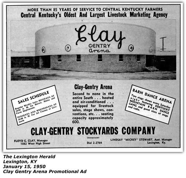 Clay-Gentry Arena Promotional Ad - January 1950 - Kentucky Mountain Barn Dance