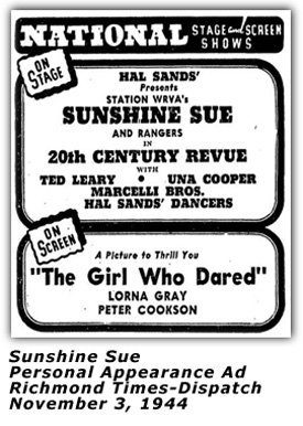 Sunshine Sue - Nov 1944 Ad