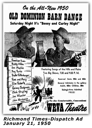 WRVA Old Dominion Barn Dance Ad 1950