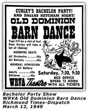 WRVA Old Dominion Barn Dance Ad - Hillbilly Style - Dec 17 1949