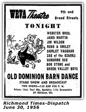 WRVA Old Dominion Barn Dance Ad - Last Show - June 8 1957