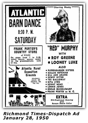 Atlantic Barn Dance Ad - Red Murphy - Jan 28 1950