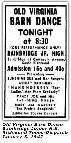 Old Virginia Barn Dance - Jan 3 1942 Ad