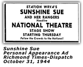Sunshine Sue - Oct 1944 Ad