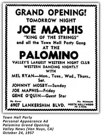 Town Hall Party - Joe Maphis - 1957 Palomino Ad