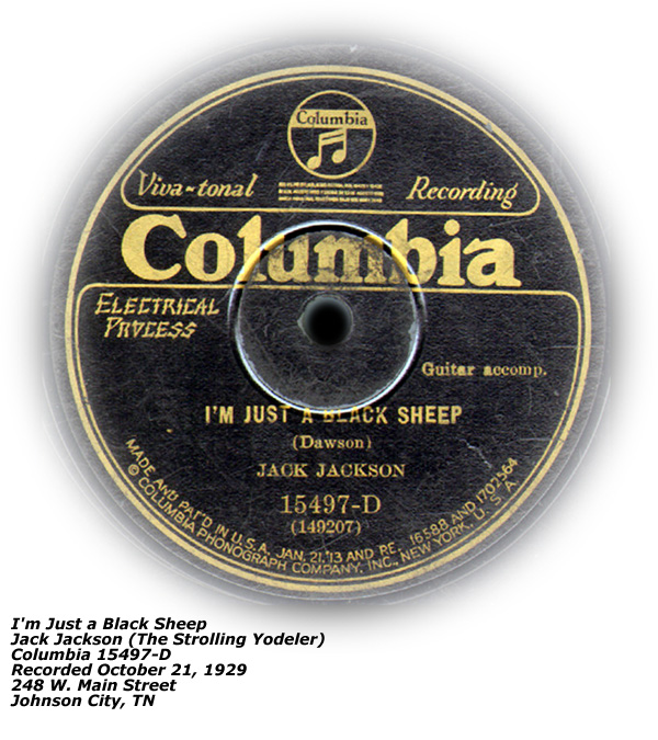 Columbia Records - 15497-D - I'm Just A Black Sheep - Jack Jackson - October 1929