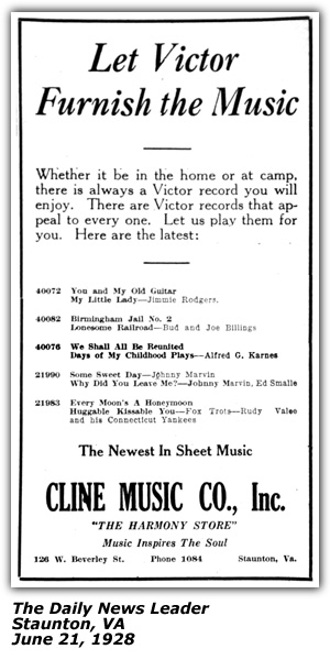 Promo Ad - Victor Records - Alfred G. Karnes - 1928