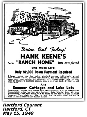 Promo Ad - Hank Keene's New Ranch Home Just Completed - Hartford, CT - May 1949
