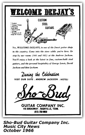 Promo Ad - Sho-Bud Guitar Company - October 1966