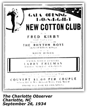 Promo Ad - Fred Kirby - New Cotton CLub - 1934