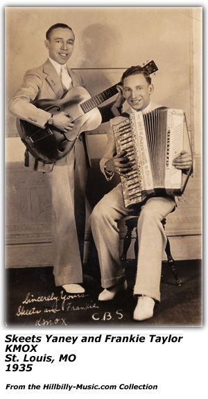 Promo Ad - Skeets Yaney and Frankie Taylor - KMOX - St. Louis, MO - 1935
