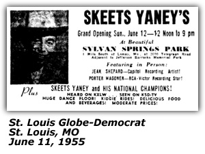 Promo Ad - Skeets Yaney's - Sylvan Springs Park - St. Louis, MO - June 1955