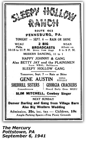 Gene Austin and Georgia Crackers Sleepy Hollow Ranch September 6 1941