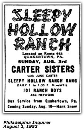 Carter Sisters Sleepy Hollow Ranch August 2 1952
