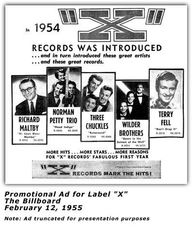 Promo Ad - Label X - Terry Fell - Billboard - Feb 1955