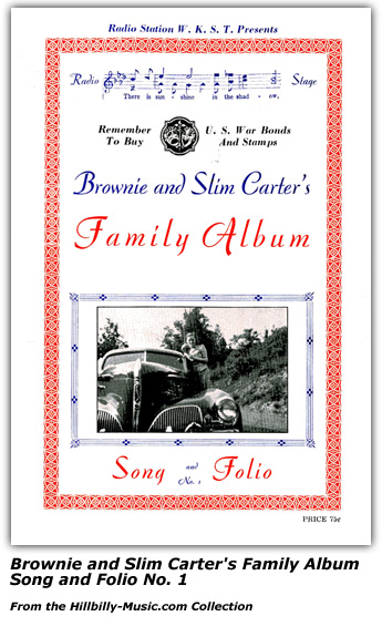 Brownie and Slim Carter Family Album Song and Folio No. 1