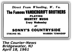 Promo Ad - Sonny's Countryside - Bridgewater, NJ - Vandergrift Brothers - April 1961