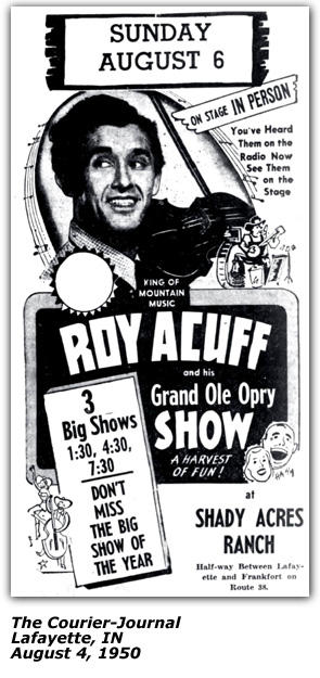 Shady Acres Ranch Promo - Roy Acuff - August 1950