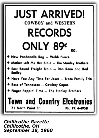 Promo Ad - Records - Trace Family Trio - September 1960