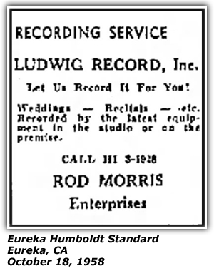 Promo Ad - Ludwig Record, Inc. - Rod Morris - October 1958 