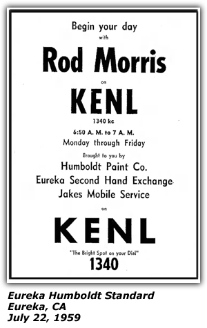 Promo Ad - KENL - Rod MOrris - July 1959