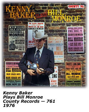 LP Cover - Kenny Baker Plays Bill Monroe - County Records 761 - 1976