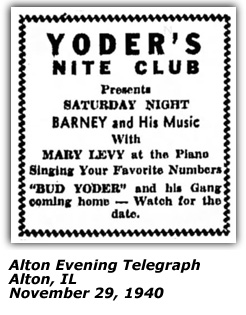 Yoder's Nite Club Ad - Bud Yoder - Coming Home Soon - Nov 1940