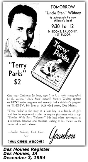 Promo Ad - Younkers and Uncle Stan Widney for 'Terry Parks' - December 1954