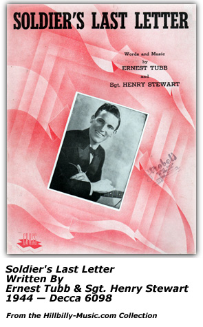Sheet Music - Ernest Tubb and Soldier's Last Letter