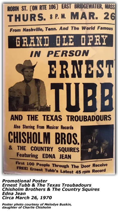 Ernest Tubb Concert Poster - March 26, 1970 with Chisholm Brothers at Casa Loma Lounge