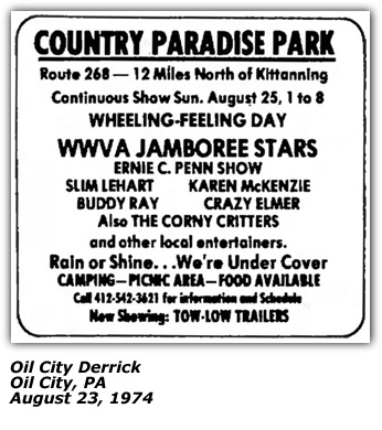 Promo Ad - Karen McKenzie - Country Paradise Park - Aug 1974