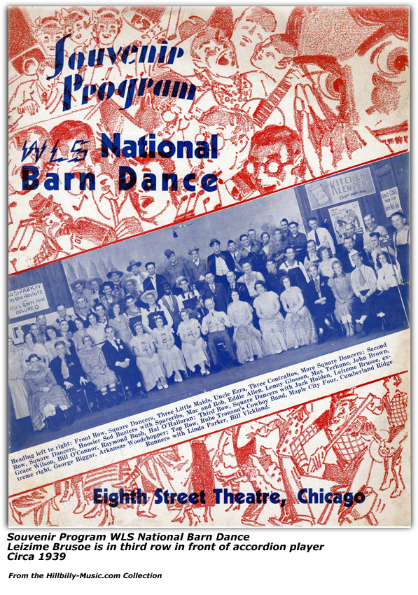 WLS National Barn Dance Souvenir Program with Leizime Brusoe - Circa Late 1920's / Early 1930's
