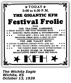 Promo Ad - Gigantic KFH Festival Frolic - Wichita, KS - Eddie McKean - October 1939