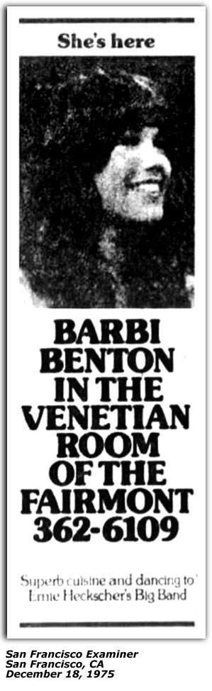 Promo Ad - Venetian Room - Fairmont Hotel - San Francisco, CA - December 1975