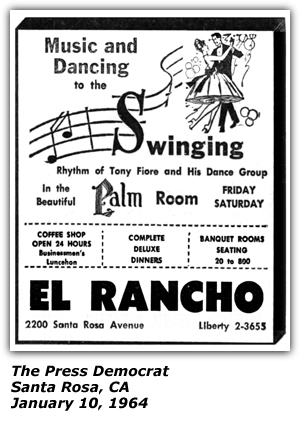 Promo Ad - El Rancho - Fresno, CA - Tony Fiore and his Dance group - January 1964
