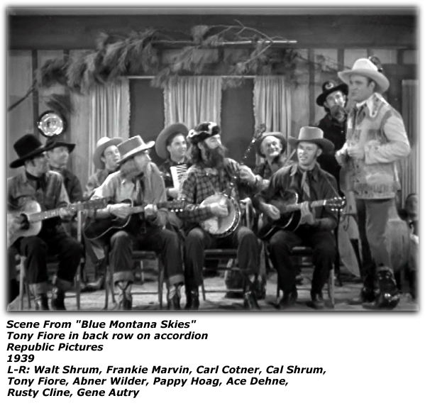 Movie Screen Shot - Blue Montana Skies - Walt Shrum - Frankie Marvin - Carl Cotner - Cal Shrum - Tony Fiore - Abner Wilder - Pappy Hoag - Ace Dehne - Rusty Cline - Gene Autry - 1939