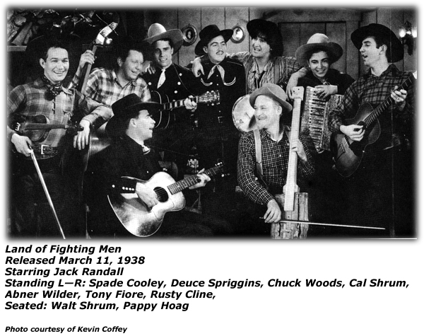 Movie Scene - Land of Fighting Men - 1938 - Spade Cooley - Deuce Spriggins - Chuck Woods - Cal Shrum - Abner Wilder - Tony Fiore - Rusty Cline - Walt Shrum - Pappy Hoag