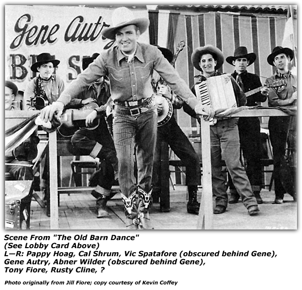 Scene From The Old Barn Dance - 1937 - Pappy Hoag - Cal Shrum - Vic Spatafore - Gene Autry - Abner Wilder - Tony Fiore - Rusty Cline