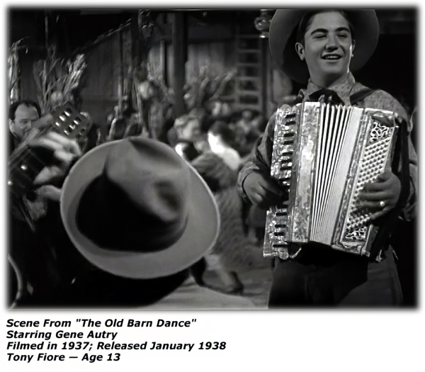 Movie Screen Shot - The Old Barn Dance - Tony Fiore and Accordion - Gene Autry singing - 1938