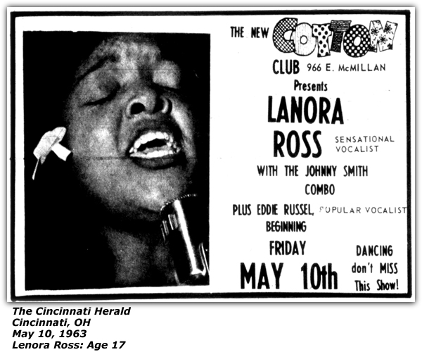 Promo Ad - New Cotton Club - Cincinnati, OH - Lenora Ross - May 1963