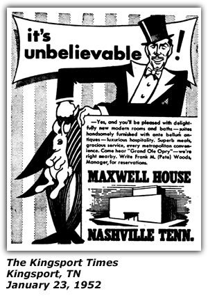 Promo Ad - Maxwell House Coffee - Grand Ole Opry - January 1952