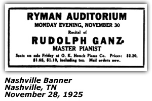 Promo Ad - Ryman Auditorium - November 28, 1925 - The Tennssean