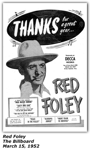 Promo Ad - Red Foley - Billboard - March 1952