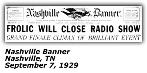 Nashville Banner Headline - September 7, 1929