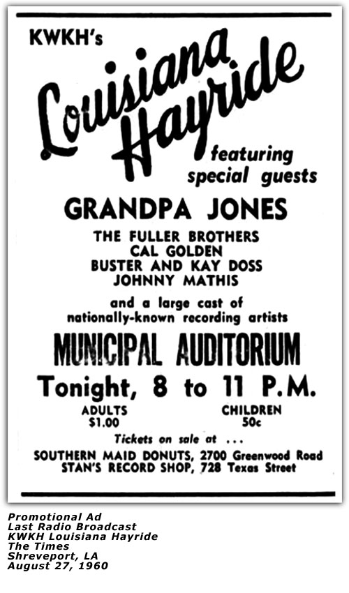 Louisiana Hayride Ad - August 27, 1960