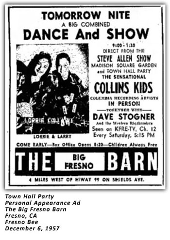 Town Hall Party - Collins Kids - Fresno Barn - 1957