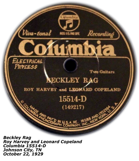 Leonard Copeland - Roy Harvey - Columbia 155514 - 1929