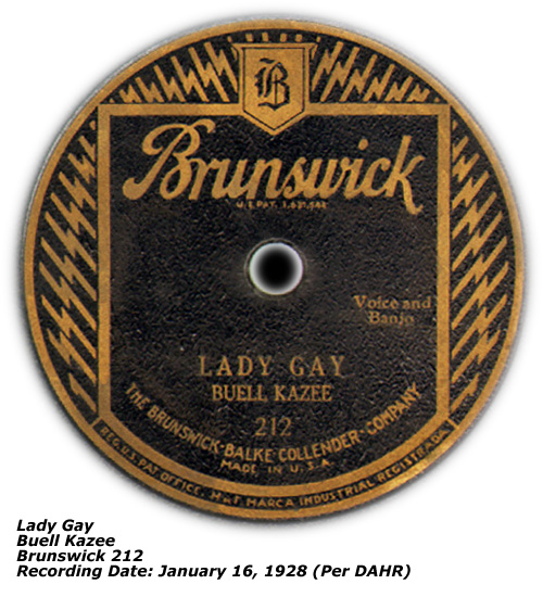 Buell Kazee - Lady Gay - Brunswick - 1928