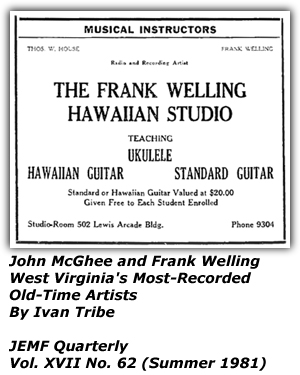 Promo Ad - JEMF Quarterly - Summer 1981 - Frank Welling Hawaiian Studio