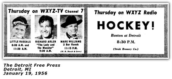 Promo Ad - WXYZ-TV - Detroit - Marc Williams - January 1956